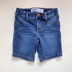 Old Navy Girls Bermuda Shorts Sz 3T Medium Wash Blue Adjustable Waist Stretch